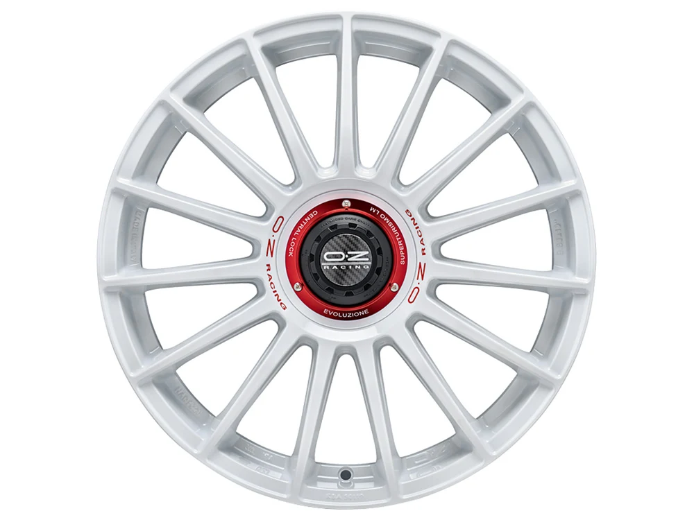 OZ Racing Superturismo Evoluzione WRC wheel in Race White + Red Lettering